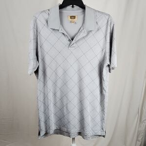 The Foundry Supply Co Gray Polo Shirt with Geometric Pattern